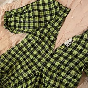 Ganni seersucker mini dress